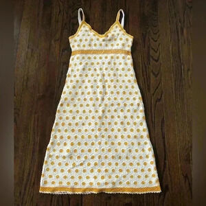 Tory Burch Women’s XS Yellow/White Daisy Crocheted Cotton Midi Dress - EUC!